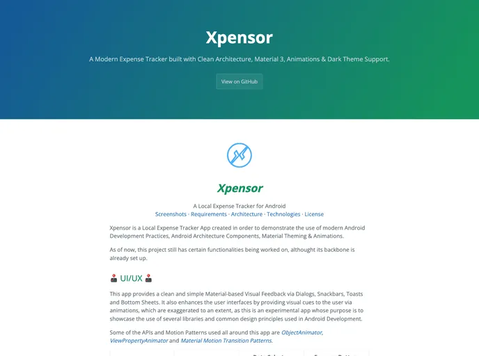 screenshot of Xpensor