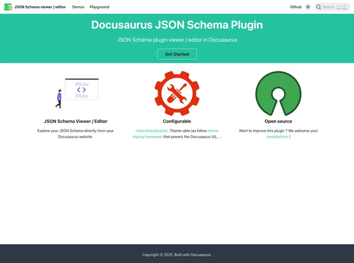 screenshot of Docusaurus Json Schema Plugin