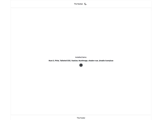 screenshot of Nuxt3 Shadcn Starter Template