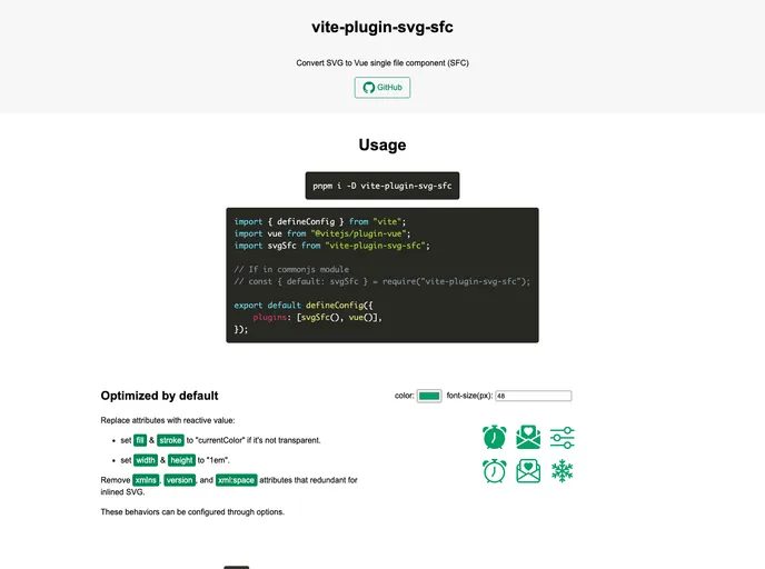 screenshot of Vite Plugin Svg Sfc