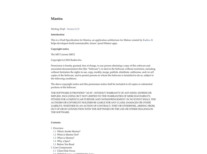 screenshot of Mantra