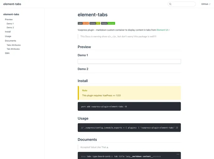 screenshot of Vuepress Plugin Tabs
