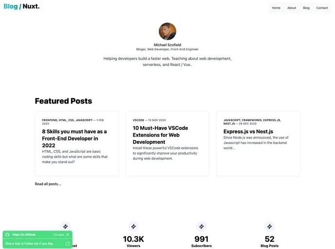 screenshot of Nuxtailwind