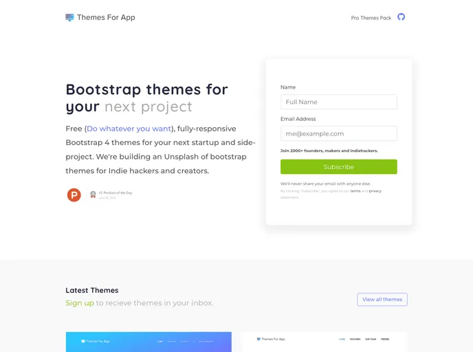 screenshot of Themesforapp