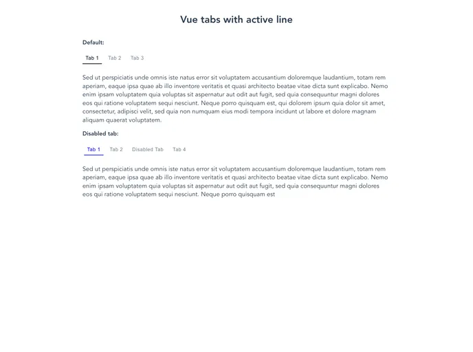 screenshot of Vue Tabs With Active Line