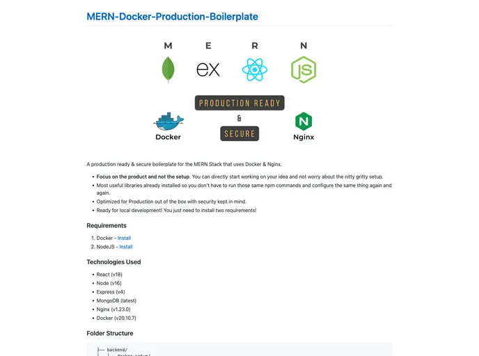 screenshot of MERN Docker Production Boilerplate