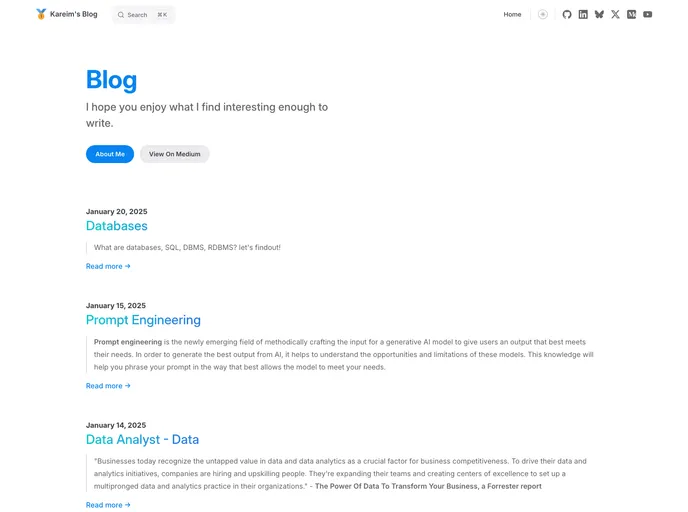 screenshot of Blog