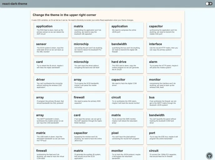 screenshot of React Dark Theme