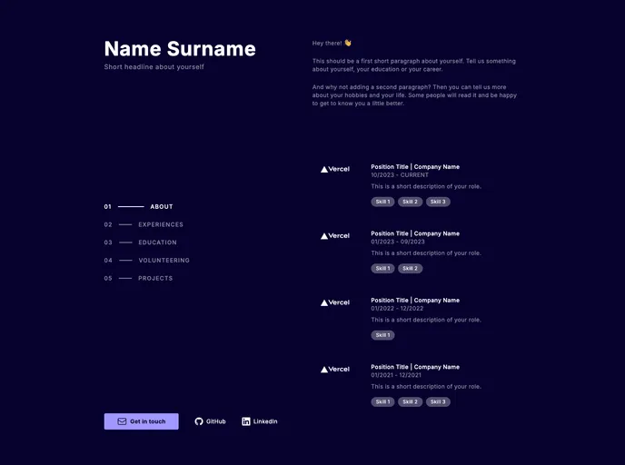 Two Column Portfolio screenshot