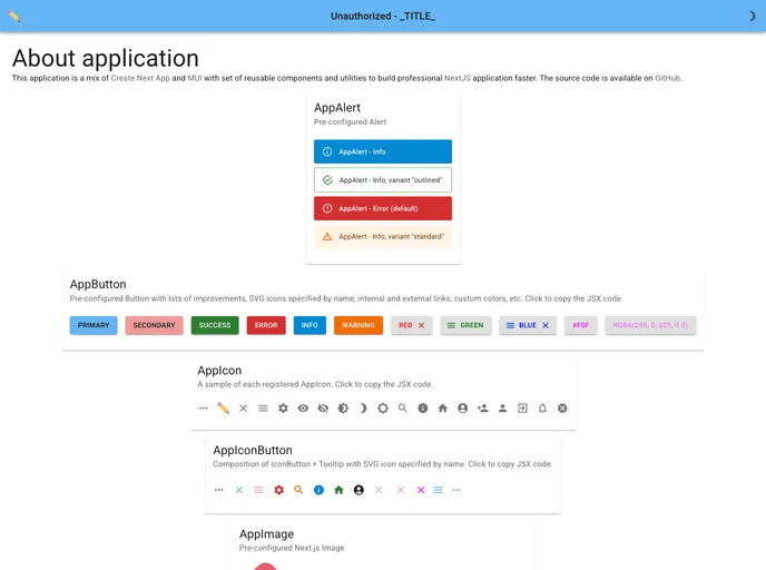 screenshot of Nextjs Mui Starter Ts