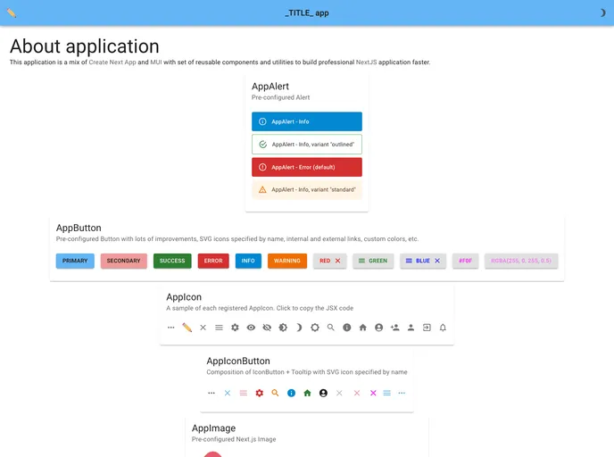 screenshot of Nextjs With Pages Mui Starter Ts