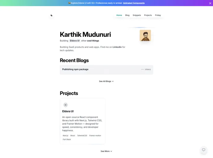 screenshot of Portfolio Website