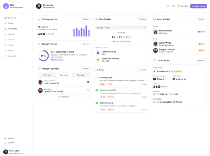 Dashboard UI screenshot