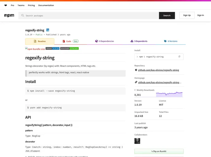 screenshot of Regexify String