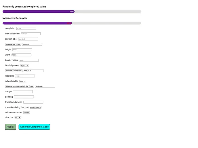 React Progress Bar screenshot