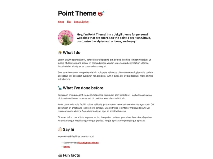 screenshot of Point Theme