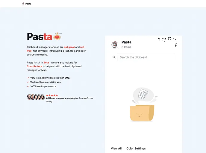 screenshot of Pasta