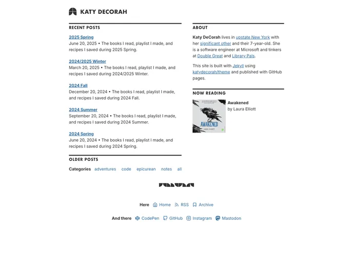 screenshot of Katydecorah.github.io