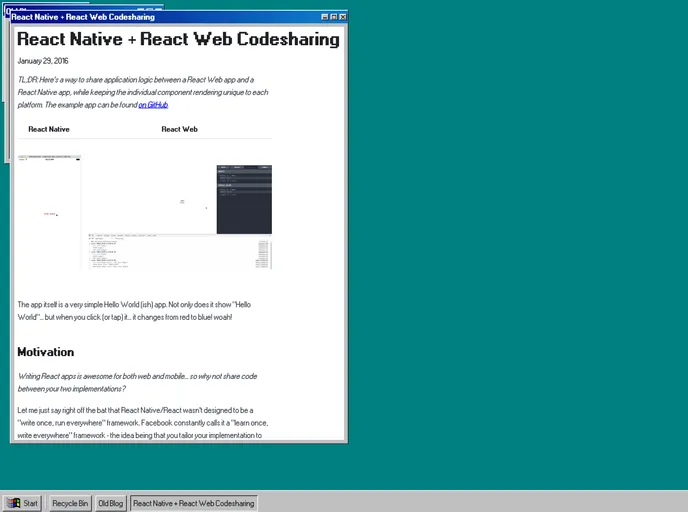 screenshot of React Native Web Hello World