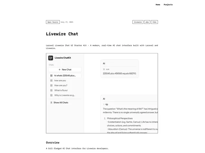 Livewire Chat screenshot