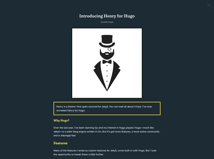 screenshot of Henry Hugo