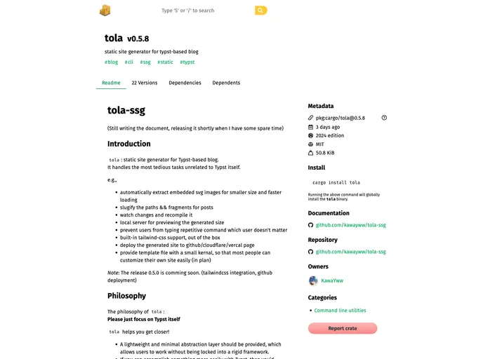 screenshot of Tola Ssg