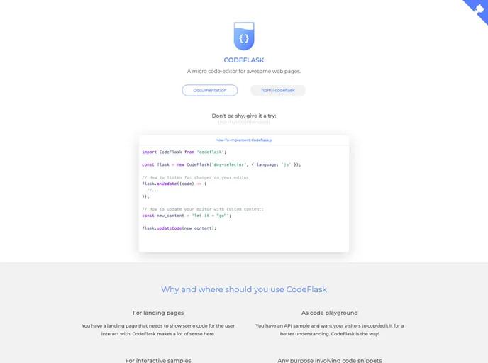 screenshot of CodeFlask