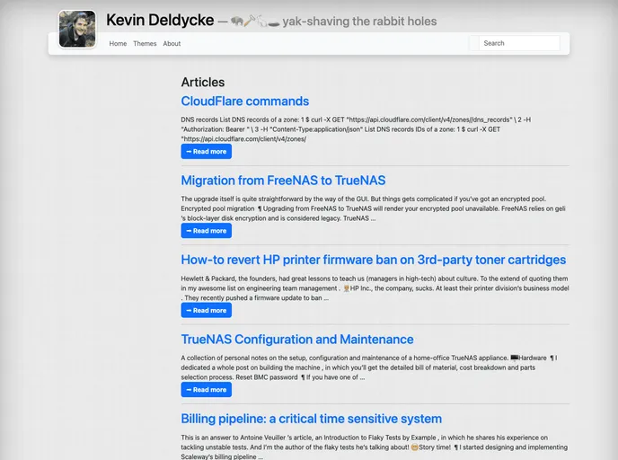 screenshot of Kevin Deldycke Blog