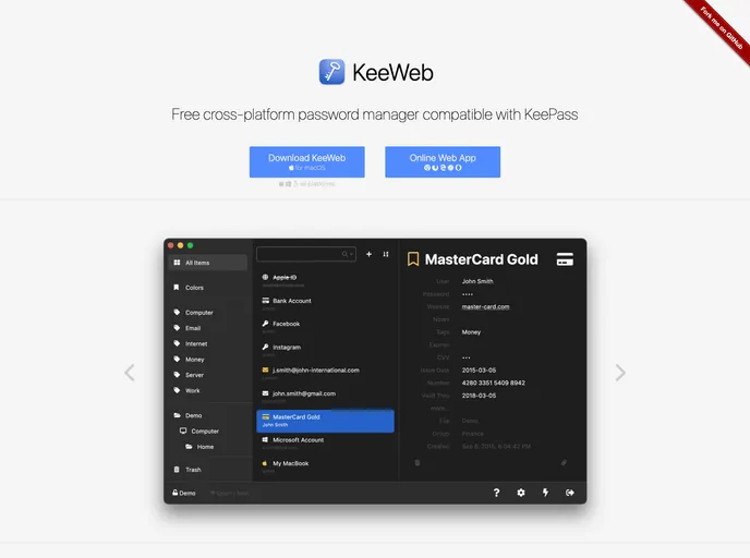 screenshot of Keeweb