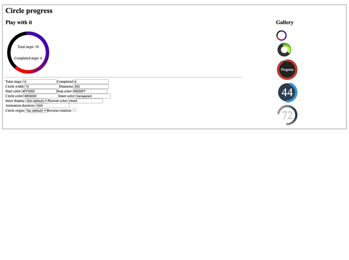 screenshot of Vue Progress Circle