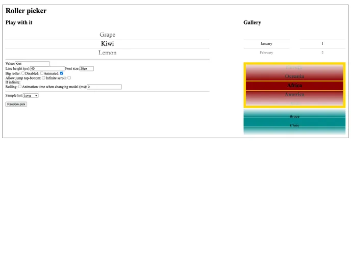 screenshot of Vue Roller Picker