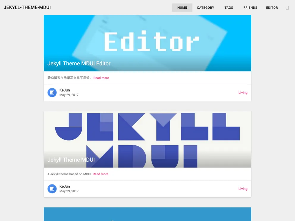 screenshot of Jekyll Theme Mdui