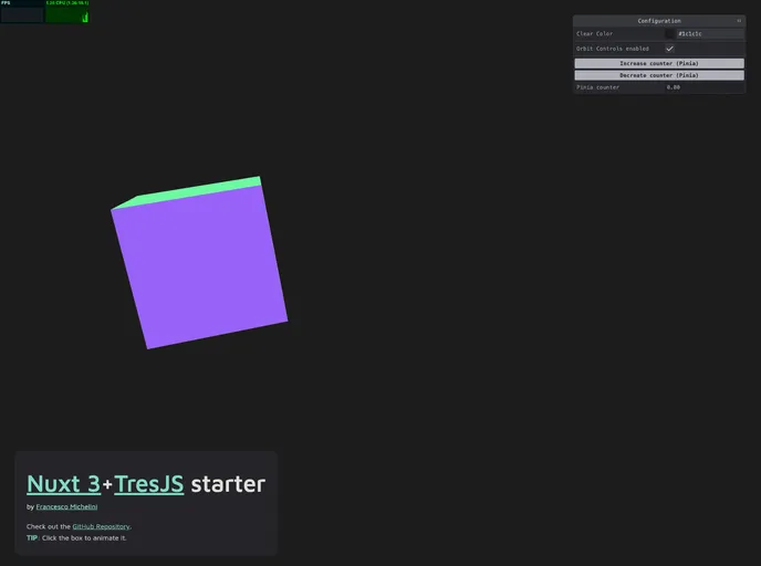 screenshot of Nuxt Tres Starter
