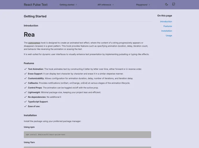 React Pulse Text screenshot