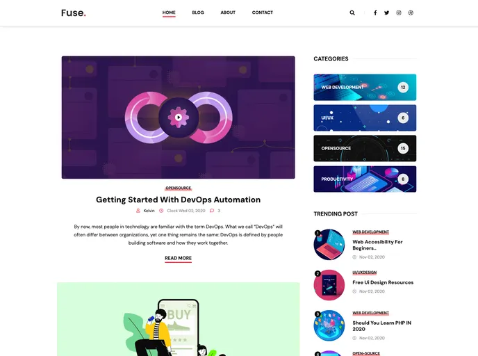 screenshot of Fuse Blog