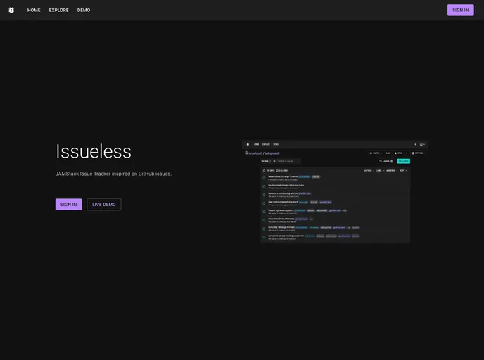 screenshot of Issueless