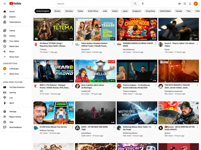 screenshot of React Youtube Clone