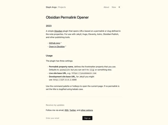 screenshot of Obsidian Permalink Opener