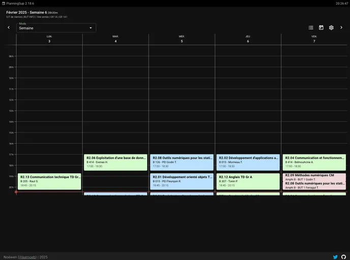 screenshot of PlanningSup