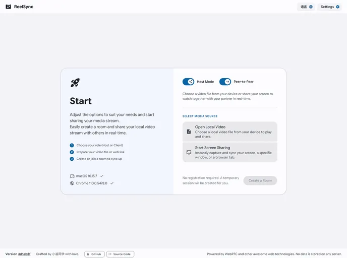 screenshot of Reel Sync
