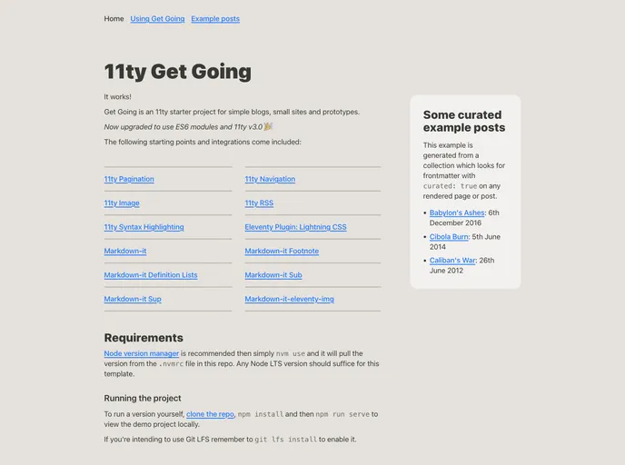 screenshot of 11ty Get Going
