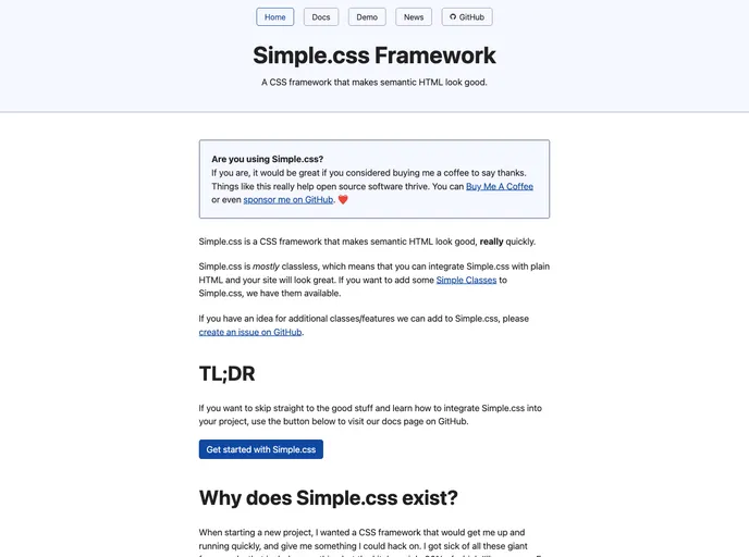 screenshot of Simple.css