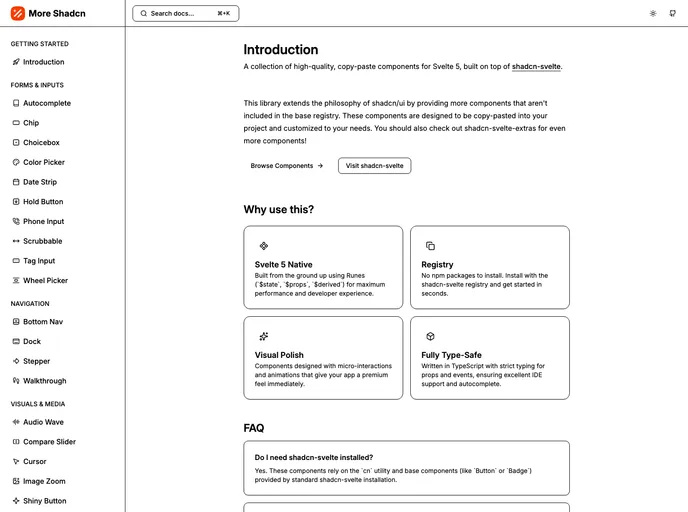More Shadcn Svelte screenshot