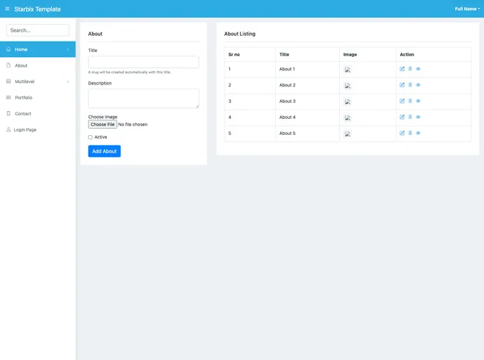 screenshot of Starbix Simple Bootstrap 4 Admin
