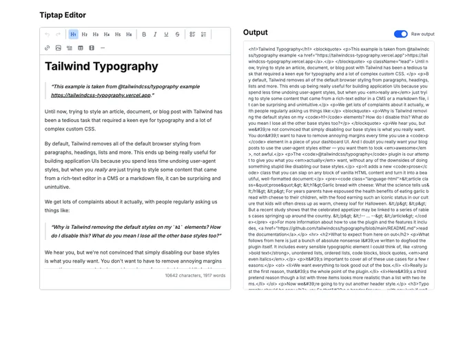 screenshot of Tiptap Vuejs Example