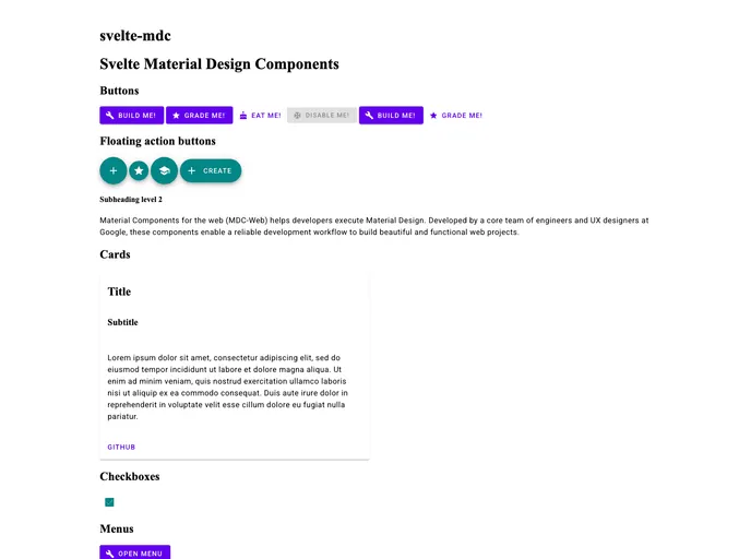 screenshot of Svelte Mdc