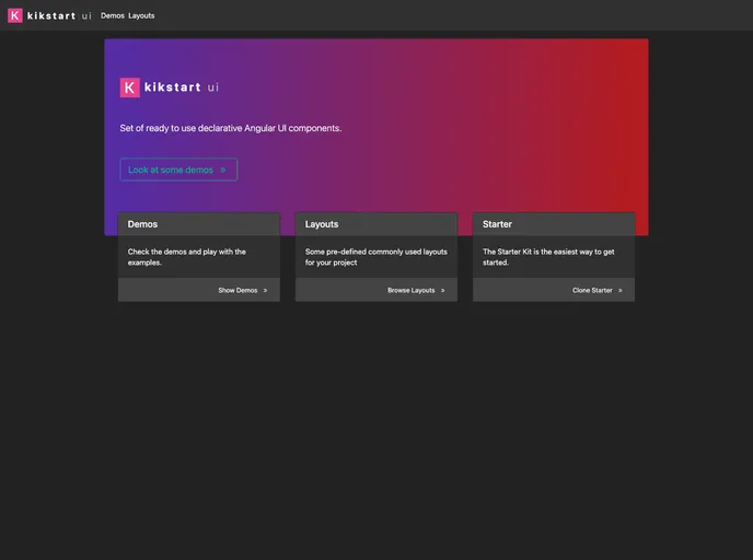 screenshot of Kikstart UI