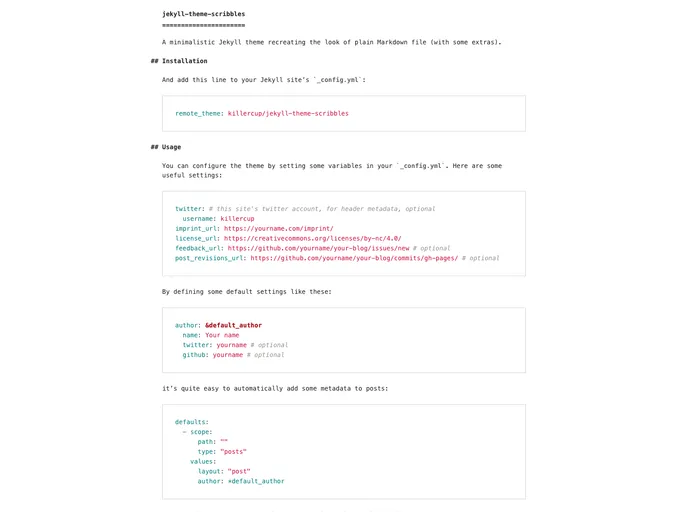 screenshot of Jekyll Theme Scribbles