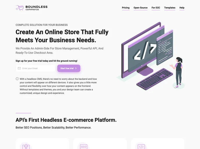 screenshot of Boundless Nextjs Moon Ecommerce Template