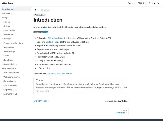React A11y Dialog screenshot